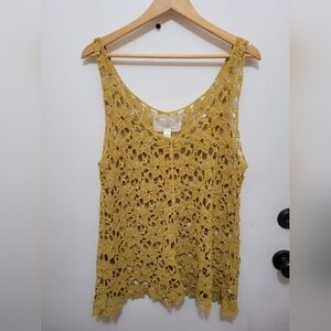 Elegant Mustard Crochet Lace Tank Top